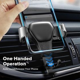 Universal Gravity Phone Holder Car Air Vent Mount Metal Mobile Stand GPS Support For Smartphone Air Vent Stand Cradle For Mobile Cell Phone (Color: Black, Type: No Rotate)